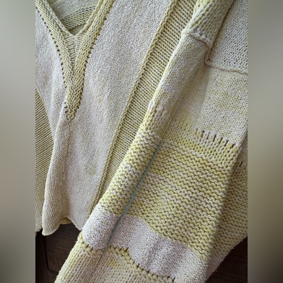 Free People Light Yellow V-Neck Sweater - Picture 3 of 6